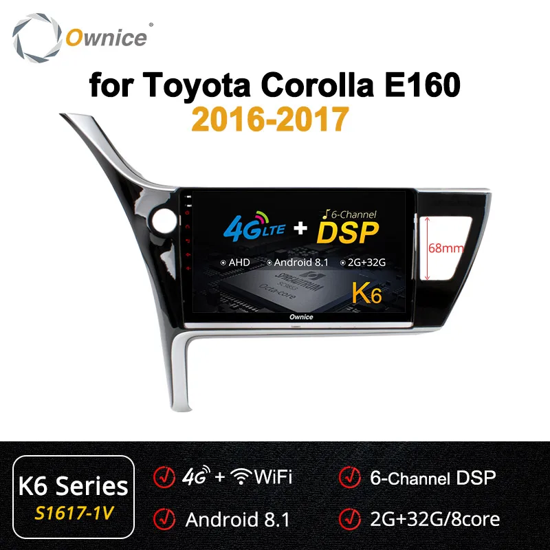 Ownice 10," 360 панорама DSP Android 9,0 k3 k5 k6 Восьмиядерный автомобильный dvd-плеер для Toyota Corolla 4G LTE SPDIF gps Navi - Цвет: S1617-1 K6