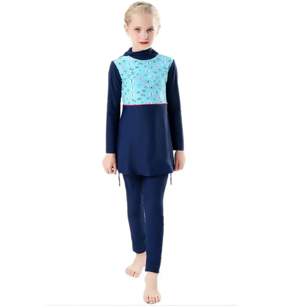 KXCFCYS Muslim Swimwear for Kid Girls Children Modest Islamic Hijab Swimsuits Burkini