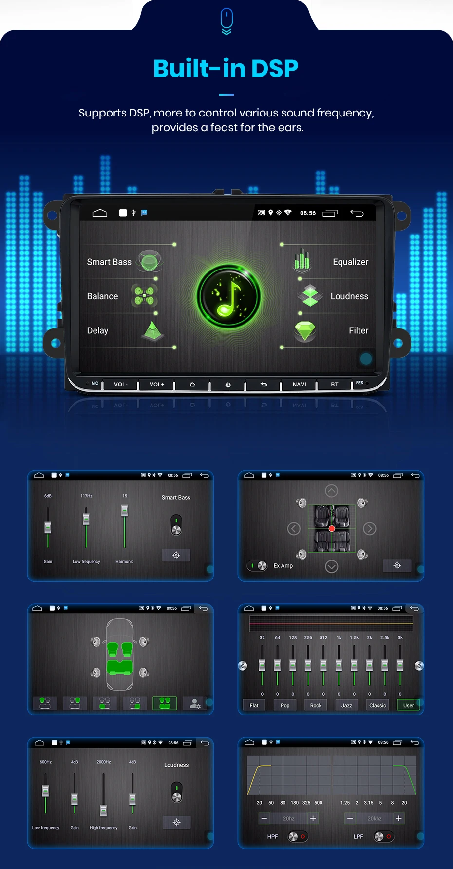 Junsun V1pro 2 г+ 32 г DSP Android9.0 Автомобильный мультимедийный плеер радио gps для Volkswagen VW Passat B6 Touran GOLF5 POLO jetta 2 din DVD