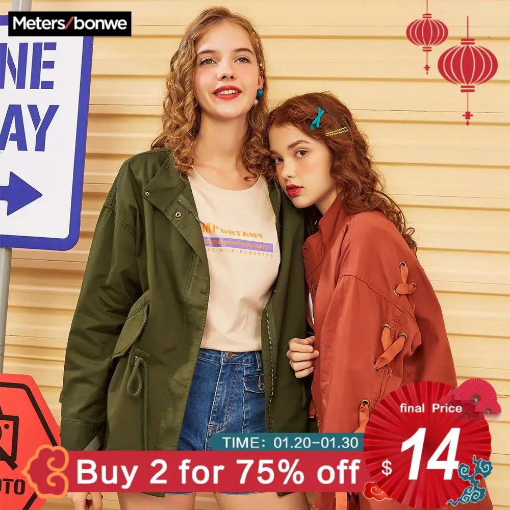 Goede Metersbonwe 2019 Harajuku Vrouwen Herfst Winter Stand Kraag Trenchcoat Mode Overjassen Effen Kleur Outdoor Kleding