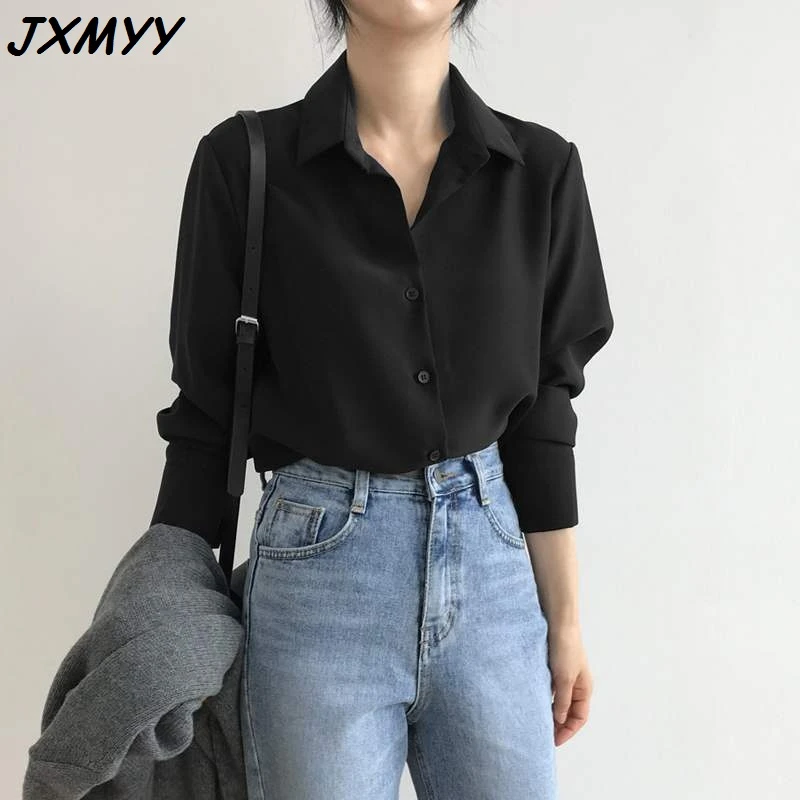 Black loose shirt womens Outlet