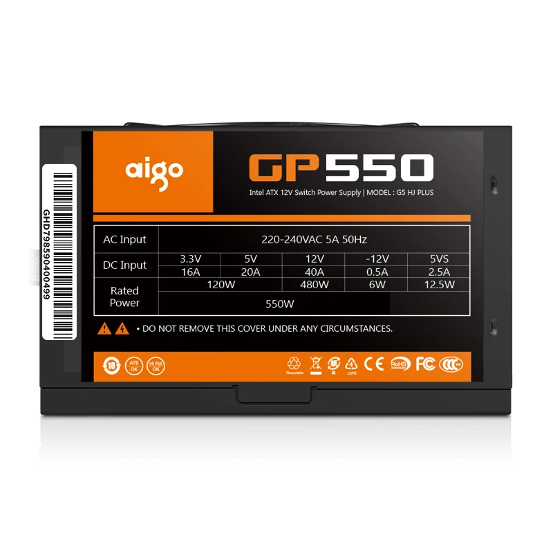 Блок питания Aigo gp550 max для настольного ПК 750 Вт PSU PFC тихий вентилятор ATX 24 контакта 12