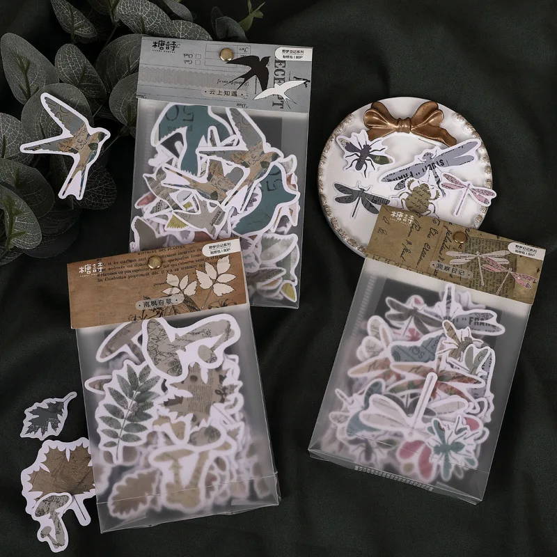 80Pcs/pack Wild Dream Diary Series Stickers Bag Creative Simple Plant Scrapbooking Goods Decorate DIY Decorative Materials | Дом и сад
