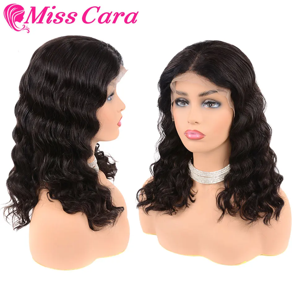 Miss Cara 8 14 дюймов Короткие парики боб из человеческих волос на шнуровке спереди