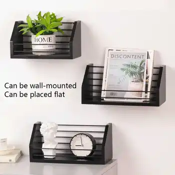 

Hot Wooden Gold Storage Racks Hanging Decor Storage Box Flower Pot House Storage Rack Wall Book Figurines Display Crafts Shelves