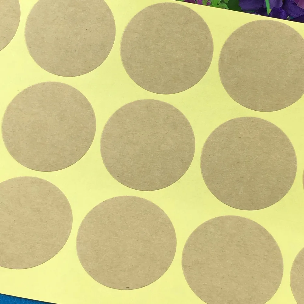 

500PC/Lot Kraft Blank Paper Sticker Labels 4cm Diameter Round Self-adhesive Label Sealing For tips/box/jewelry/bag/card