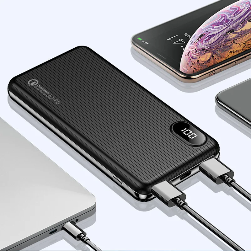 Портативное зарядное устройство 10000 мА · ч QC 3 0 PD Внешняя батарея для iPhone Samsung Huawei
