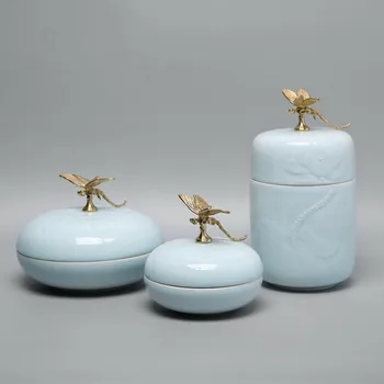 

Modern new Chinese creative ceramic three-piece set decoration home hotel villa model room door soft decoration