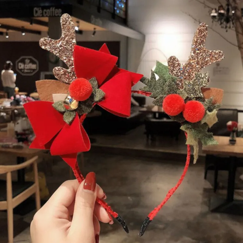 Christmas Decoration Headband Girl Christmas Snowflake Antler Hair Band Party anti-skid Hair Pressing Headband
