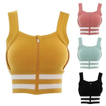 

Women Sport High Impact Bra Push Up Zipper Shockproof Workout Crop Top