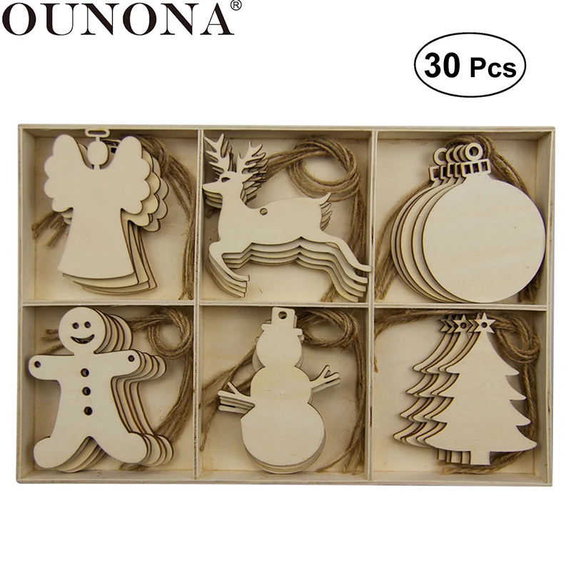 

OUNONA 12Types Wooden Hanging Plaque Christmas Tree Party Decor Hanging Ornaments For Creative Christmas Tree Supplies Free ship