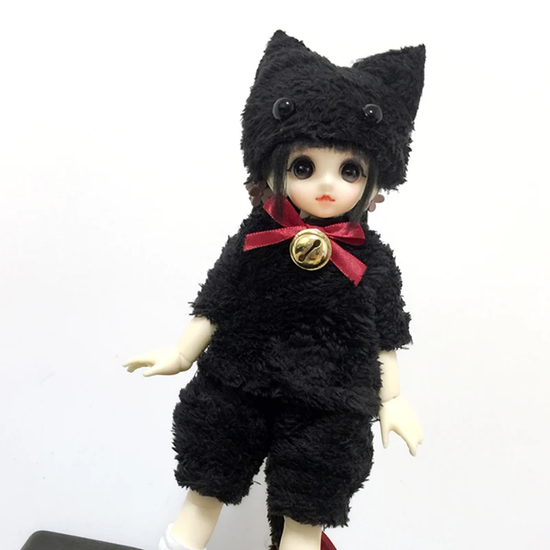 BJD кукольная одежда костюмы кошки плюшевая одежда с животными для 1/6 1/4 1/3 BJD SD кукла аксессуары кукольная одежда рубашка+ штаны+ шапка