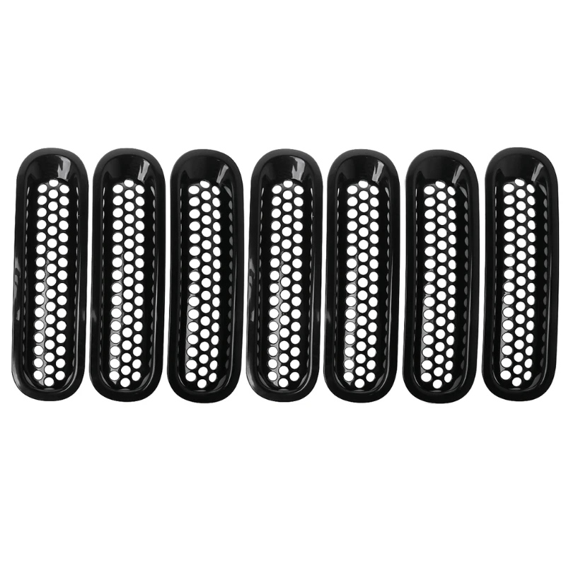 2021 New 7Pcs/lot For 2007-2017 Jeep Wrangler JK Car Styling Matte Black Front Insert Mesh Grille Trim Cover | Автомобили и
