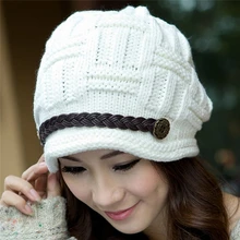Осенне-зимние шапки, женская вязаная шапка, шапки бини, женская теплая шерстяная шапка, одноцветные теплые зимние шапки для женщин, наушники