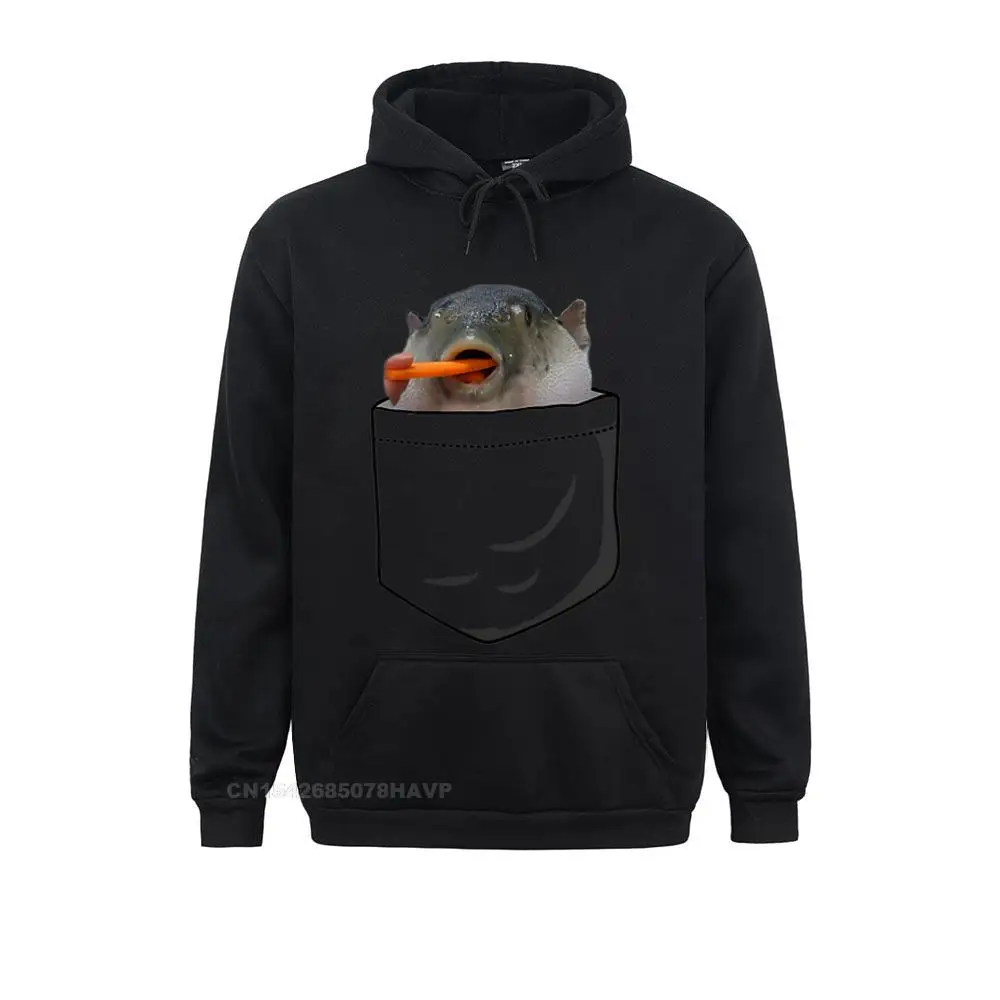 

Comics Hoodies Thanksgiving Day New Coming Sportswears Men's Sweatshirts Pufferfish Eating A Carrot Memes Pocket Hoodie