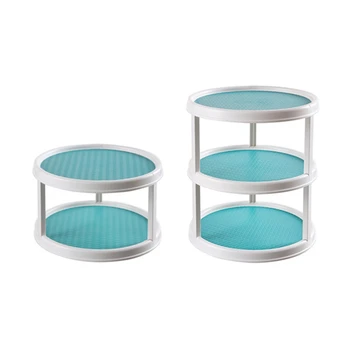 

Rotatable Desktop Kitchen Storage Tray Multifunctional Plastic Round Storage Cabinet Spice Bottle Bath Cosmetics Makeup Rack