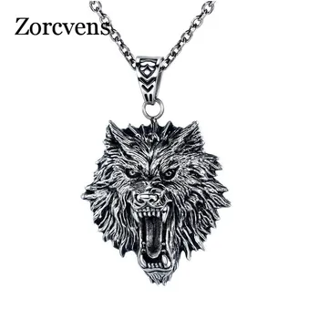 

ZORCVENS 316L stainless steel hot sell wolf men necklace Punk Vintage wolf head pendant Necklace Fashion Jewelry