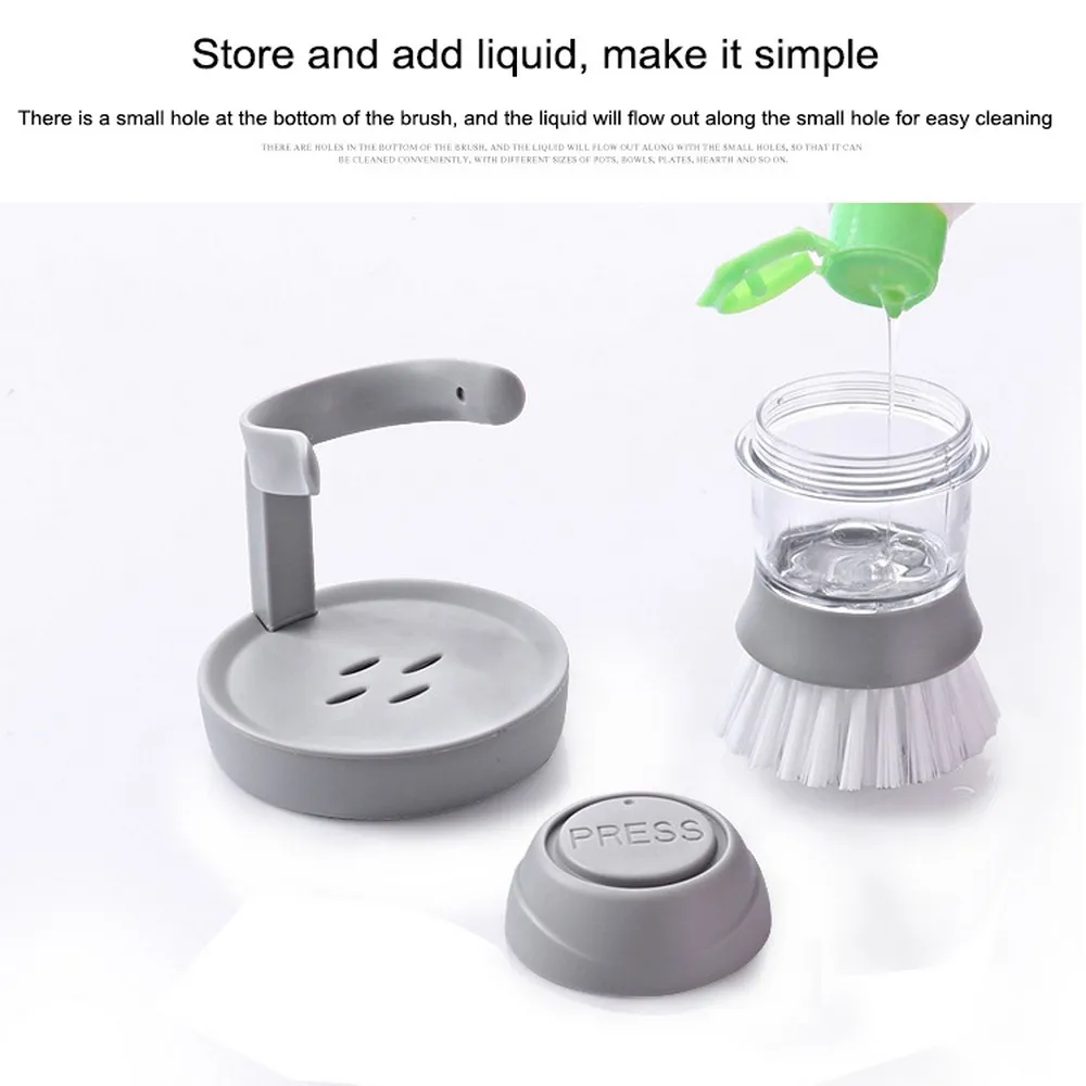 Kitchen Washing Household Utensils Pot Dish Brush with Liquid Washing Soap Dispenser Pot Brush Dish Brush Cleaning 2019 New