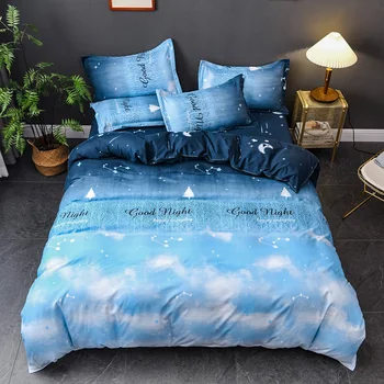 

2020 Man Bedding Sets ，Duvet Cover Set Pillowcase 3pcs 220×240, Blue night sky pattern Queen King Quilt Cover ／Blanket cover