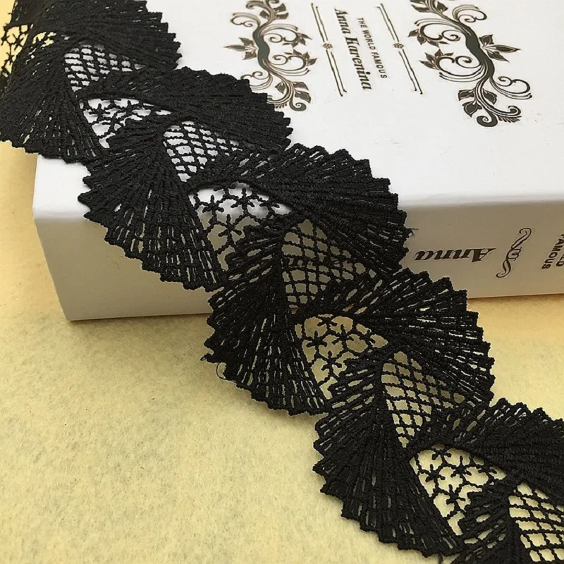 Двухрядная веерообразная вышивка из молочного шелка 7 см кружевной штрих код