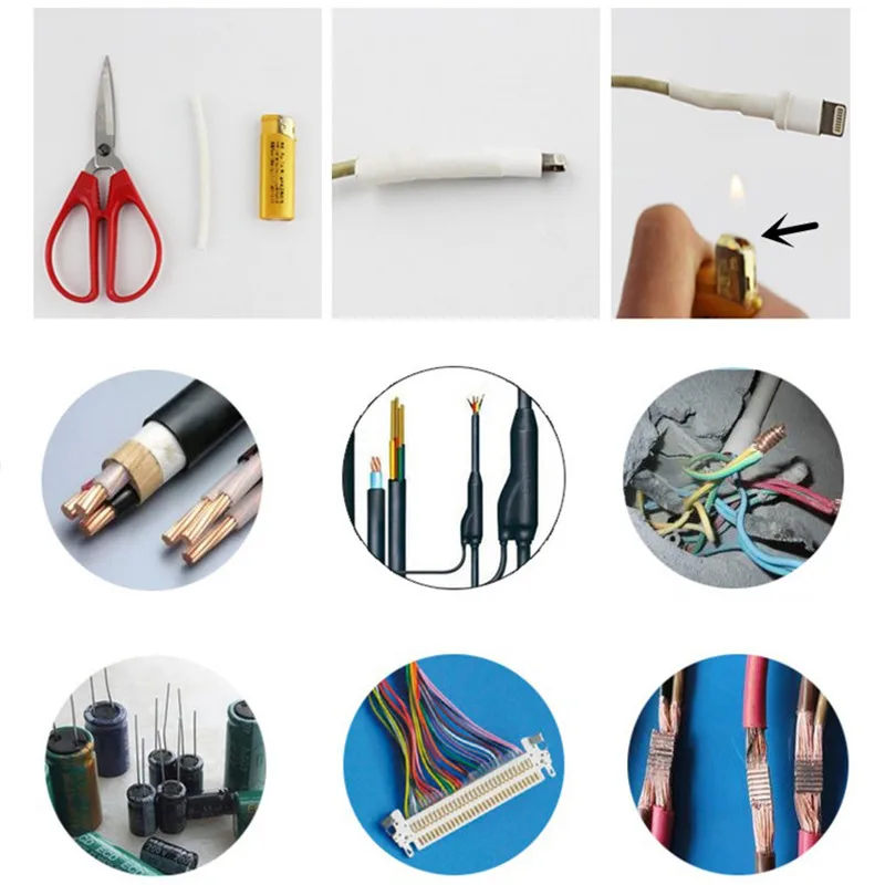 150Pcs Boxed Heat Shrinkable Sleeving 2:1 Black Electronic DIY Kit Insulated Polyolefin Sheathed Shrink Sleeve Cables AndCable
