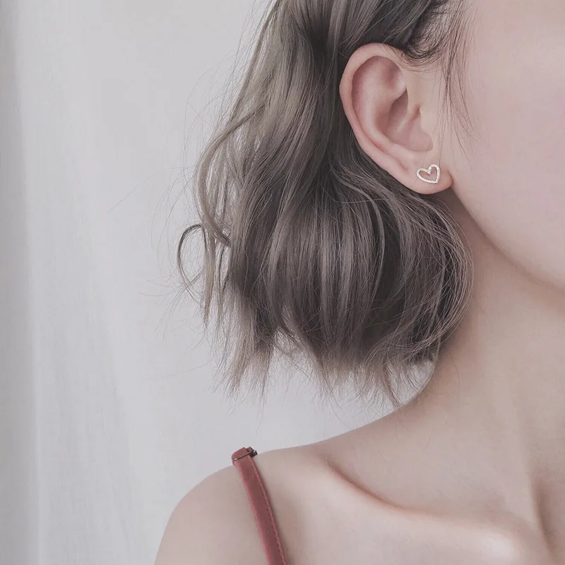 Женские серьги-гвоздики в форме сердца s925 Серебряные серьги для женщин подарок Любовь бант серебряные ювелирные изделия Pendientes Mujer