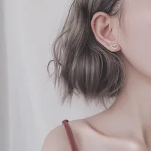 Женские серьги-гвоздики в форме сердца s925 Серебряные серьги для женщин подарок Любовь бант серебряные ювелирные изделия Pendientes Mujer