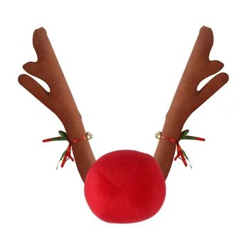 

Reindeer Christmas Decor Car Vehicle Nose Horn Costume Set Rudolf Christmas Reindeer Antlers Red Nose Ornaments Elk Antler