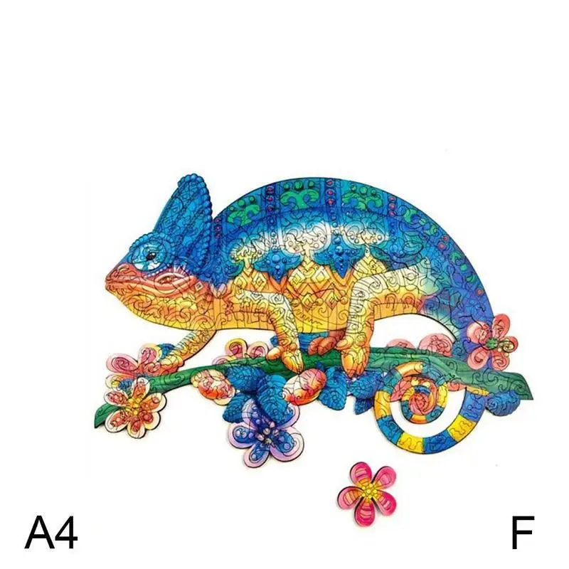 Animal Wooden Puzzles for Adults Children DIY Wooden Jigsaw Puzzles Birthday Gifts for Kids Cat Lion Dragon Educational toys 12