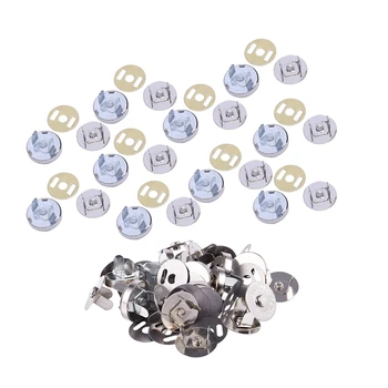

20x DIY Magnetic Circular Clasp for Bag Purse Clothes Silver, 1.4cm/ 1.8cm