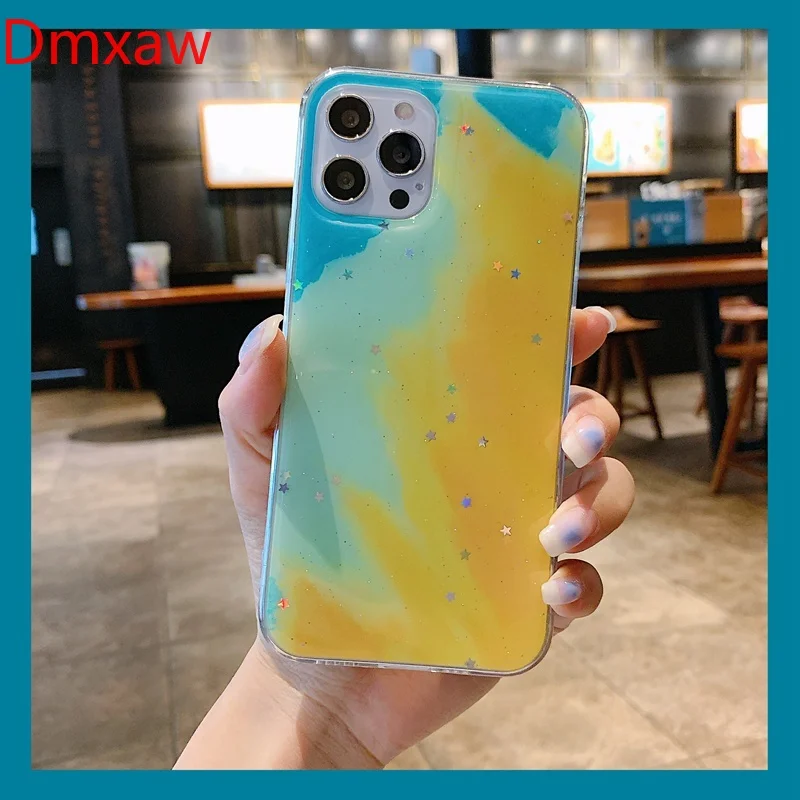 Для Realme C17 7i C15 C12 C11 C2 5 5S 5i C3 6i чехол для телефона акварель облака блеск Bling Star