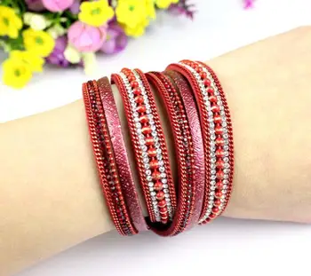 

wjs Bohemian Style New Long Beach Chain with Drilled Magnet Button Bracelet