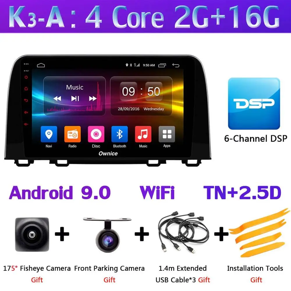 360°4×DVR камера 1 Din камера Android 9,0 4G+ 64G SPDIF DSP CarPlay Автомобильный мультимедийный gps радио плеер для Honda CR-V CRV - Цвет: K3-A