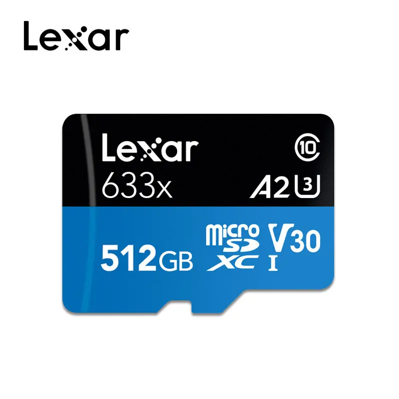 Lexar, 128 ГБ, Micro SD, 16 ГБ, 32 ГБ, карта памяти, высокая скорость до 95 м/с 64 ГБ, класс 10 633x, картао де Мемория, TF флеш-карта - Емкость: 512GB