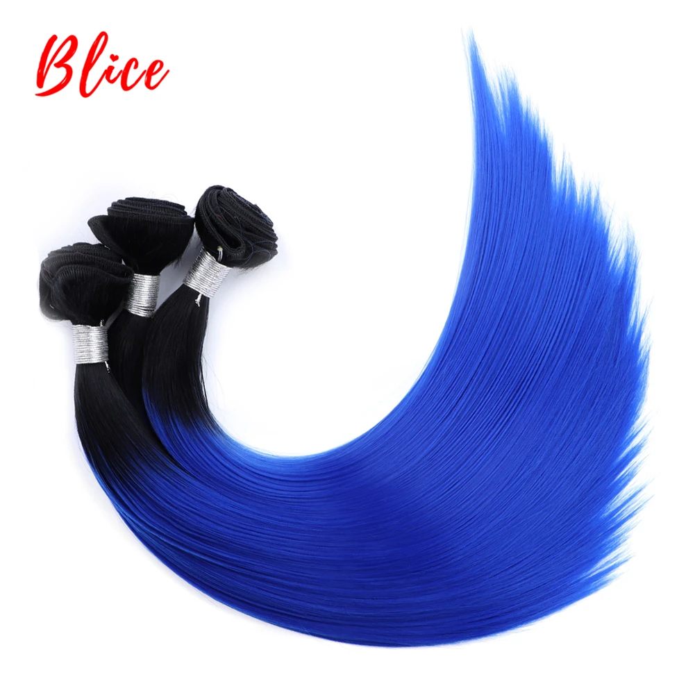 Blice Synthetic Straight 18-24 Inch Weaving Ombre Colored Weft 1PCS/Lot Hair Extensions Bundles For Women