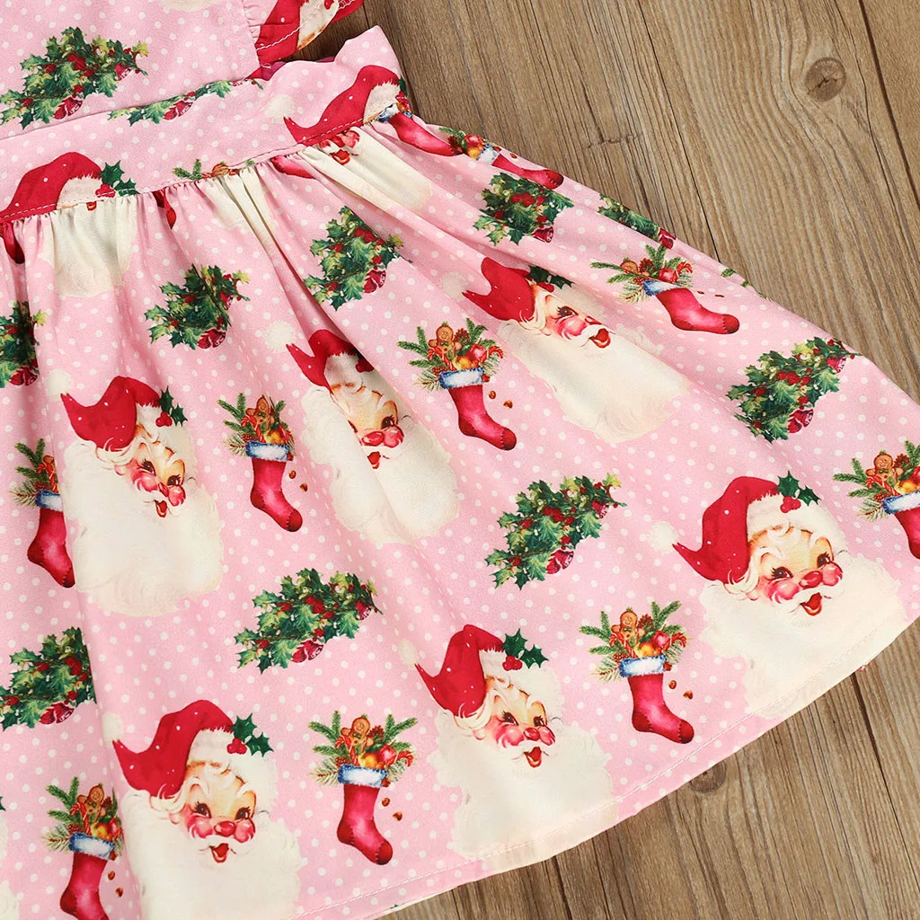 Детские рождественские платья детское праздничное платье принцессы без рукавов с рисунком для маленьких девочек рождественское модное платье для девочек C840