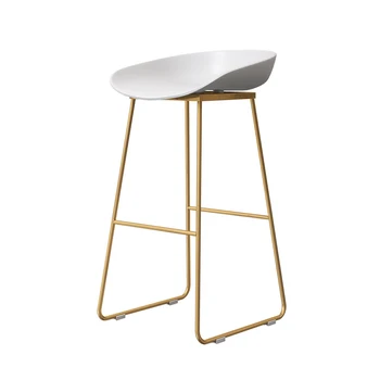 

Nordic Bar Chair Coffee Shop Leisure Stool Simple Bar Stool Designer Iron Art Gold High Chair Soft Cushion Bar Chair