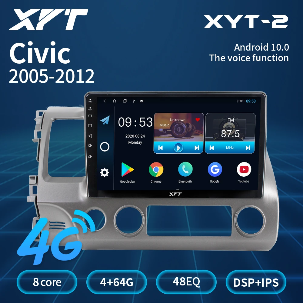 

XYT For Honda Civic 8 FK FN FD 2005-2012 Car Radio Multimedia Video Player Navigation GPS Android 10.0 No 2din 2 din dvd