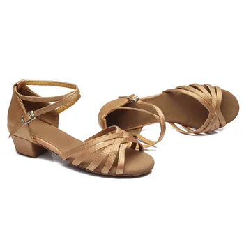 

Latin Dance Shoes Girls Professional Black Children's Flat Heel Girls Soft Bottom Flat Low-heeled Dance Shoes Sandals Beginners