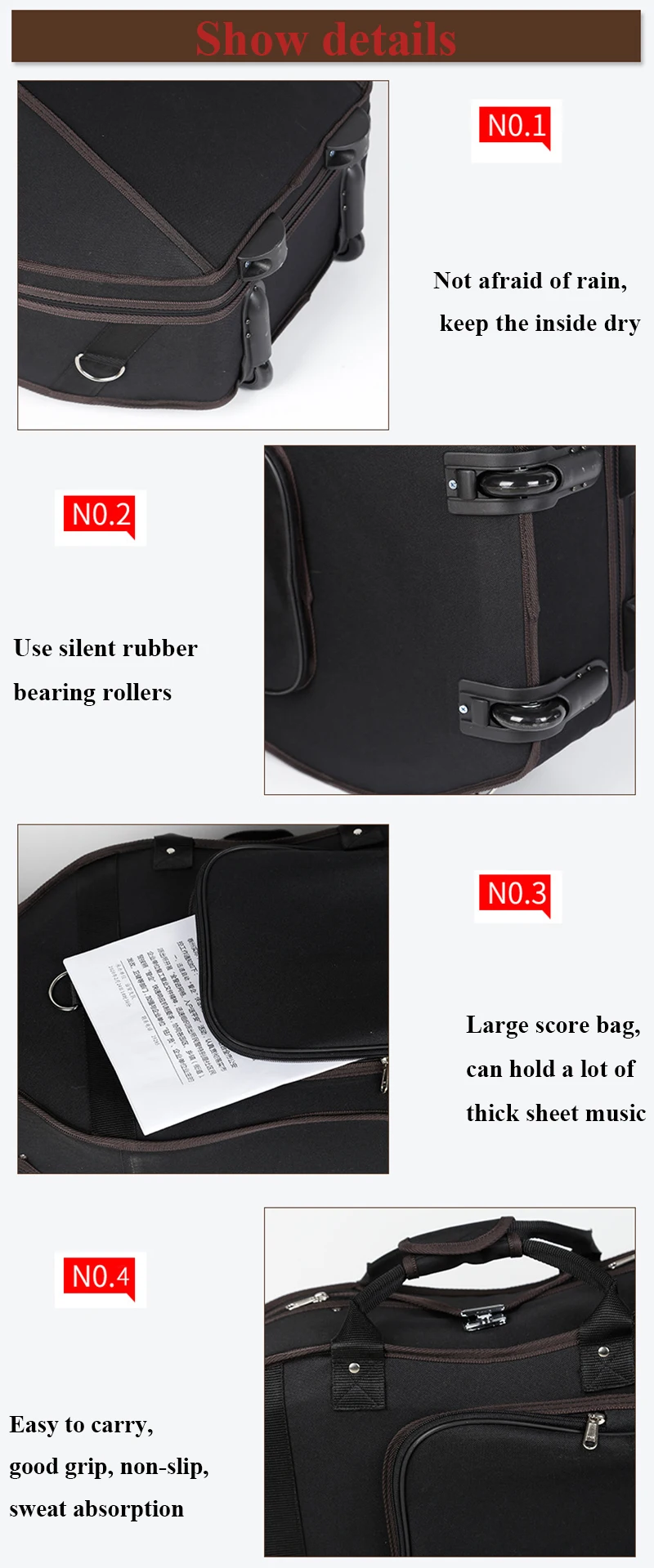 Description Picture 6 of itemIndividual Size 4/4 3/4 1/2 1/4 Cello Case Backpack professional cello Bag Shoulder Thicken Lightweight