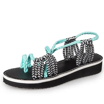 

2020 Women's Sandals Large Size Women's Sandals Rope Knot Summer Gladiator Sandals Beach Open Toe Flat Sandals Women's Shoes