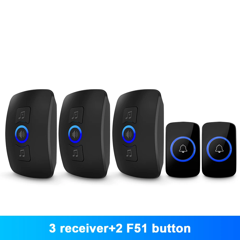 TOWODE Wireless Doorbell System EU Plug 433Mhz Home Security Welcome Smart Doorbell Kit 4 Level Volumes 32 Musics Adjustable door intercom Door Intercom Systems