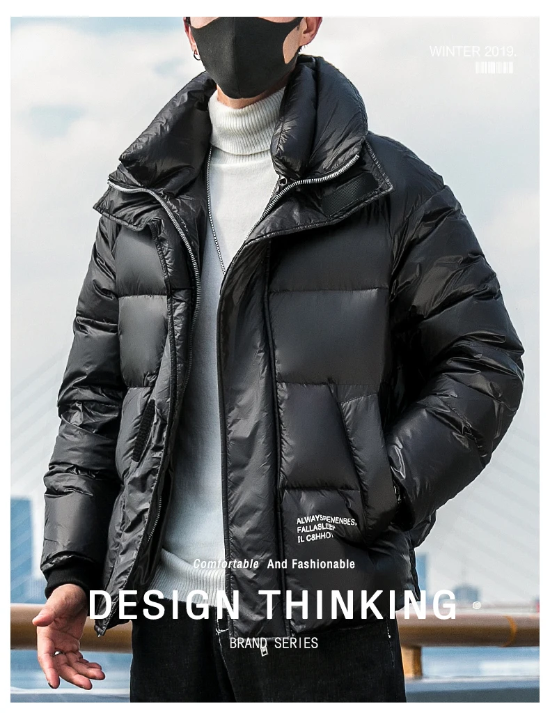 Tcyeek модный мужской пуховик Мужская одежда уличная Толстая куртка на утином пуху повседневное теплое пуховое пальто Hiver Casaco LW1686