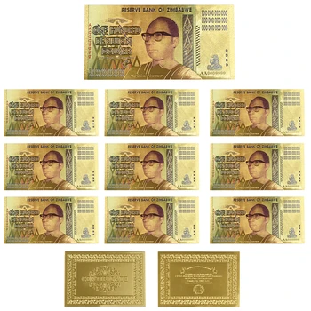 

Business Souvenir Gifts 24k Gold Plated Zimbabwe Gold Banknote One Hundred Decillion Dollar Money 10pcs