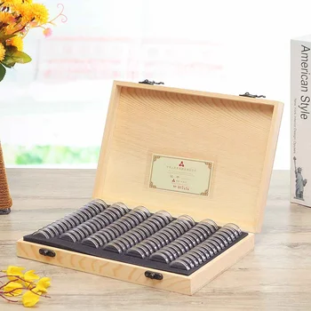 

20/100 PCS Coin Storage Boxes Round Coin Storage Wooden Box Commemorative Coin Collection Box Coin Capsules