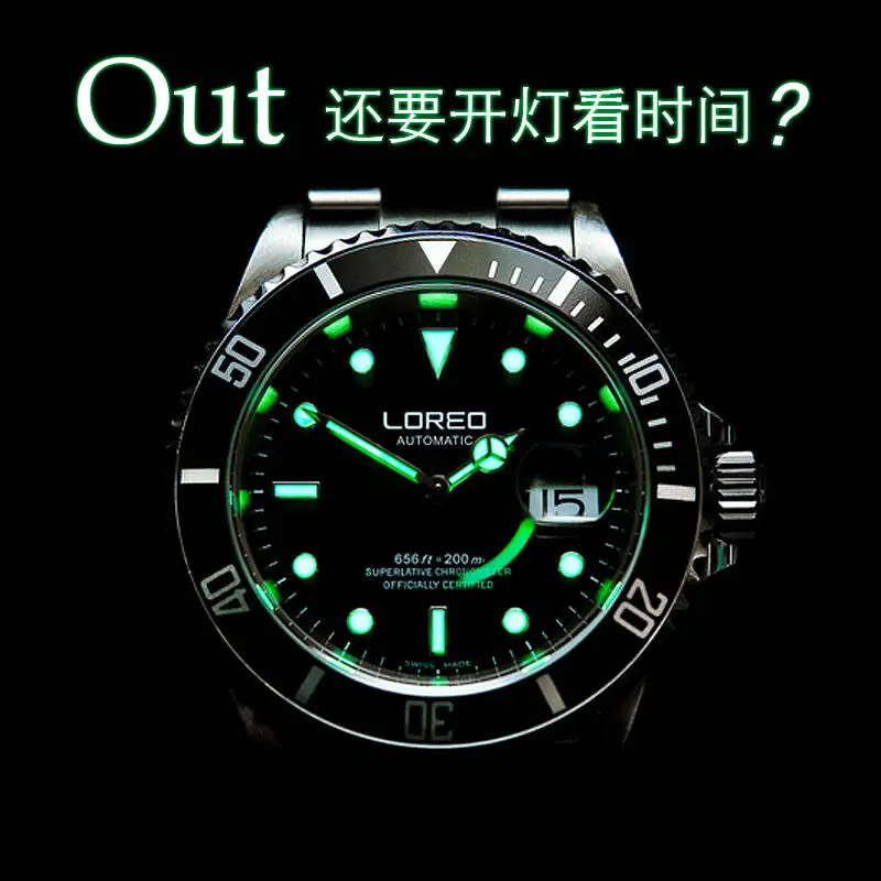 LOREO 9201 Германия yacht oyster perpetual master diver 200M автоматический самоветер алмаз календарь царапины хронограф часы