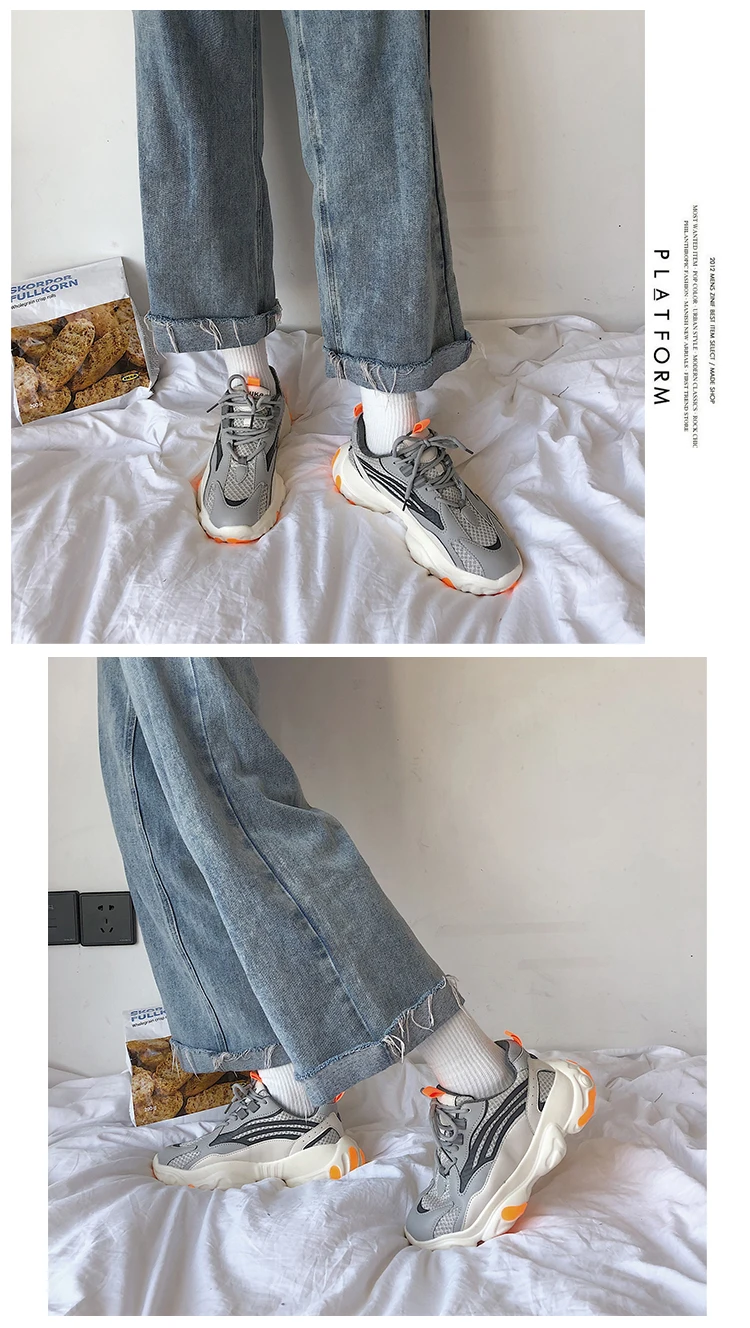 LMCAVASUN Spring Women's Chunky Sneakers Fashion Women Platform Lace Up Vulcanize Shoes Womens Female Trainers Dad Shoes