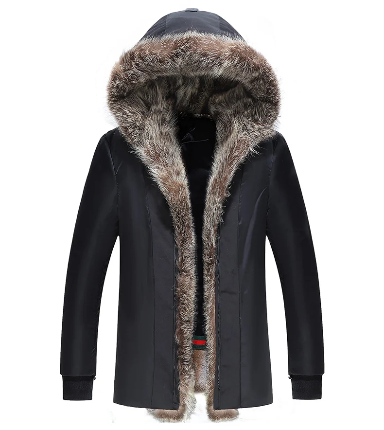 Высокое качество,, Высококачественная Мужская куртка Parker из натурального меха енотовидной собаки, меховой воротник, зимняя куртка, Мужское пальто, меховое пальто