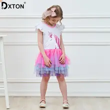 Dxton/Детское платье для девочек; коллекция года; летнее Открытое платье с единорогом; Детские платья для девочек; костюмы принцессы с героями мультфильмов; одежда; SH4590 Mix