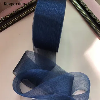 

Kewgarden Wholesale DIY Bow Accessories Riband 6CM 60mm Stripe Wrinkle Tulle Ribbon Handmade Tape Voile Ribbons 50 Yards